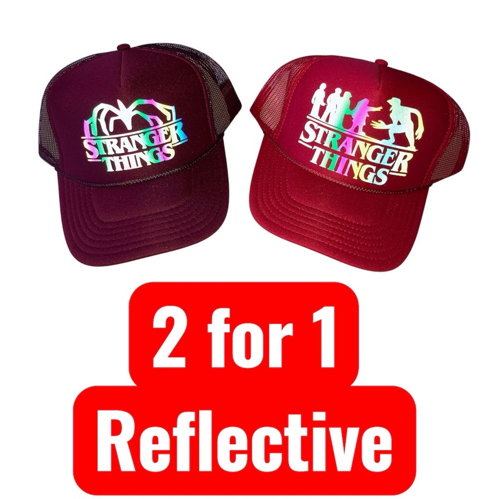 Burgundy + Red Stranger Things Trucker Hat.